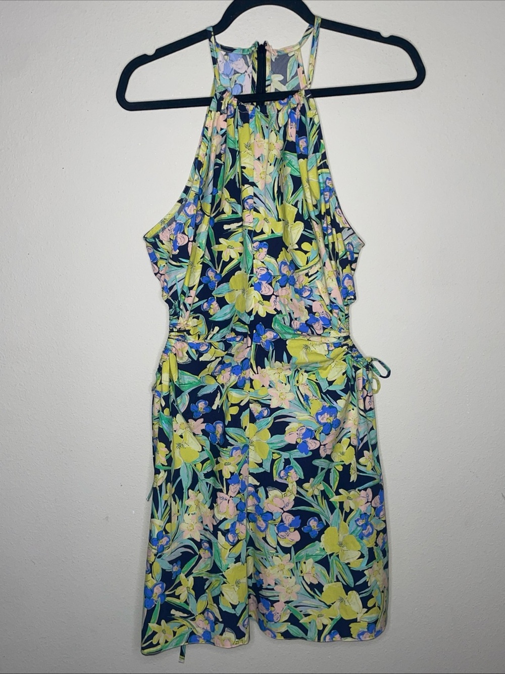 Topshop Floral Poplin Cut Out Halter Mini Dress Women's Size 10 Fit &‎ Flare